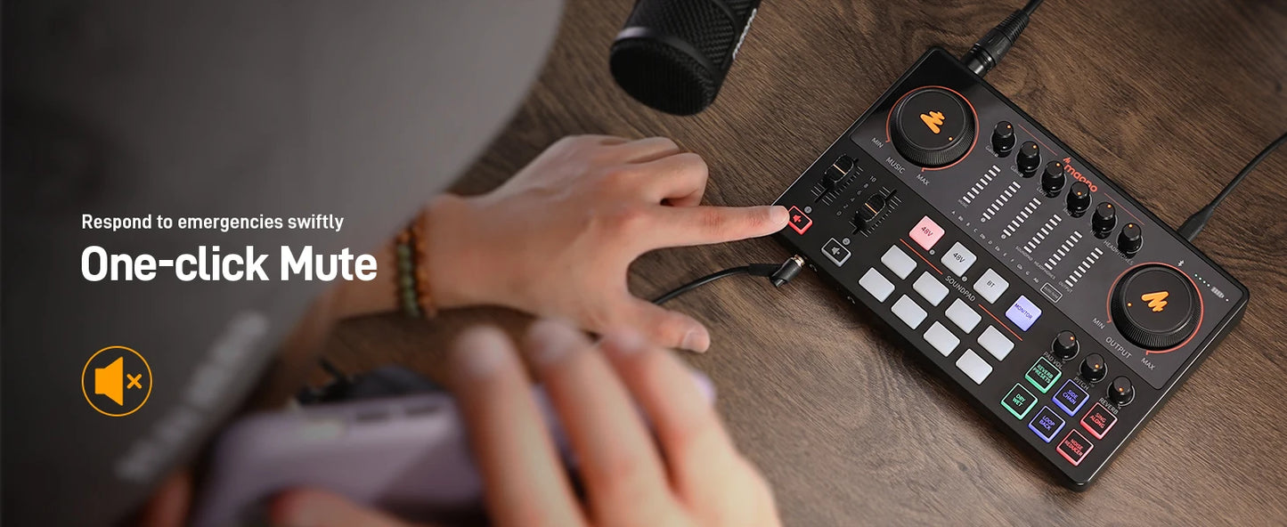 MaonoCaster E2 Gen2 Interfaccia Audio Mixer con Doppio Ingresso XLR per Podcast, Streaming Live e Gaming