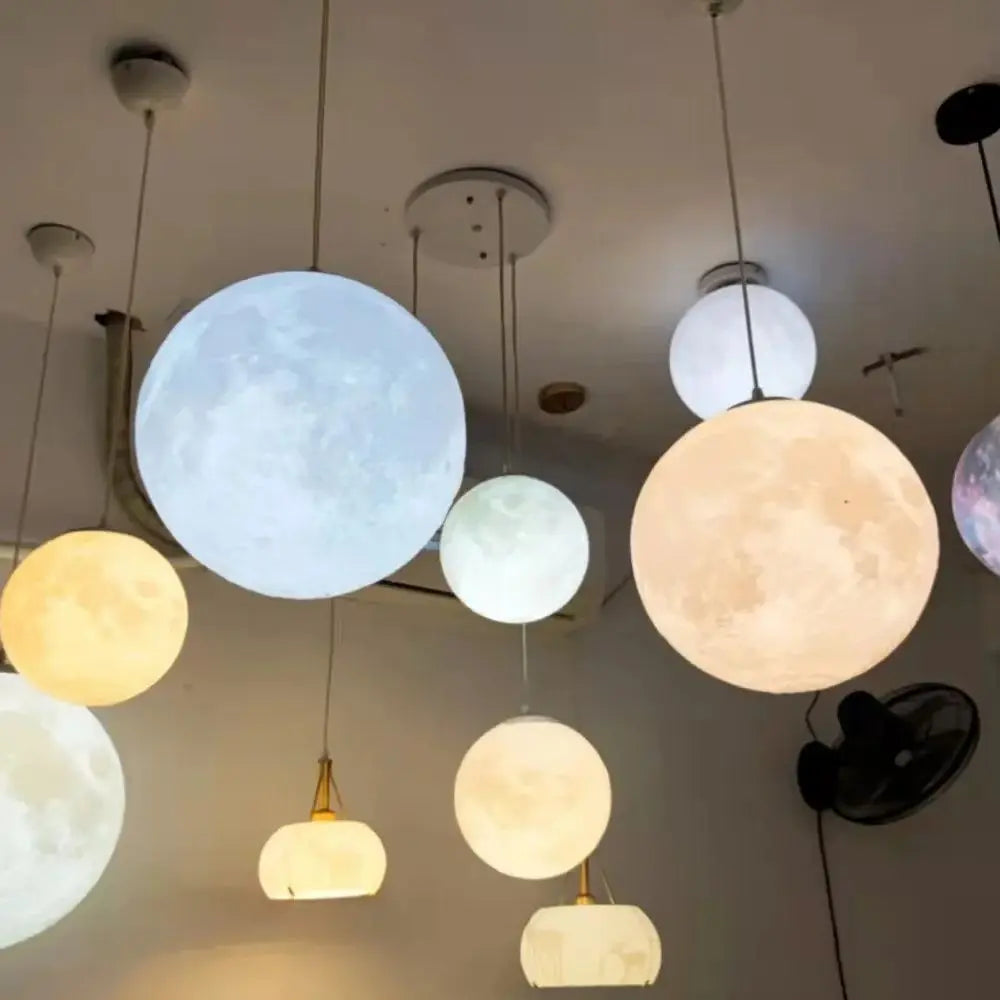 Lampada A Sospensione Forma Di Luna Con Stampa 3D Per Ristorante E Bar Atmosfera Creativa Luce Notturna 110V 220V