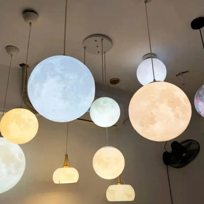 Lampada A Sospensione Forma Di Luna Con Stampa 3D Per Ristorante E Bar Atmosfera Creativa Luce Notturna 110V 220V