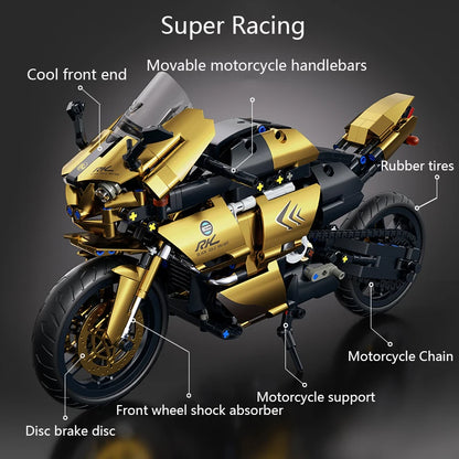 Set Blocchi Moto V4s Racing Con Supporto Esposizione Gioco STEM Per Adulti E Bambini Regalo Unisex
