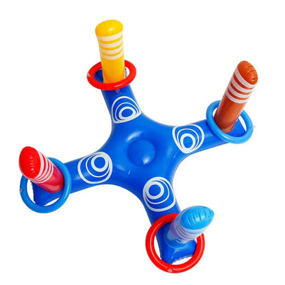 Set Giochi Galleggianti Per Piscina Con Canestro Gonfiabile E Anelli Lancio Per Famiglie E Adulti