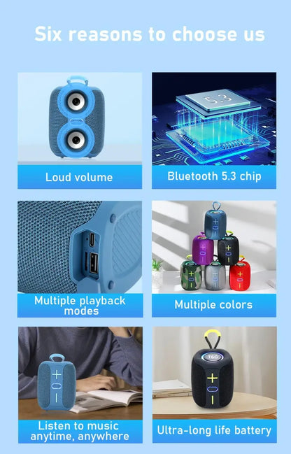 TG658 Altoparlante Bluetooth Portatile con Subwoofer Colonna Mini Bass Riproduzione Musicale per Android iOS PC Laptop