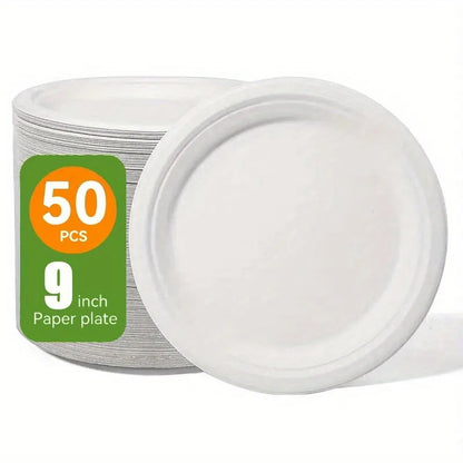 Set Da 50 Piatti Circolari Usa E Getta In Carta Naturale Per Barbecue Pasta Insalata Dessert