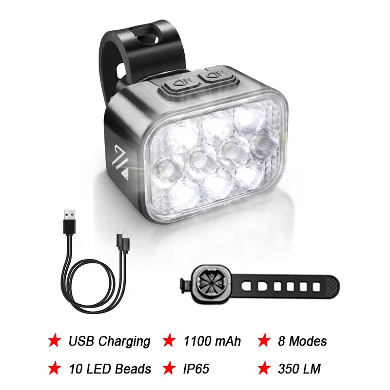 Luci Frontali e Posteriore per Bicicletta Ricaricabili USB Impermeabili LED COB MTB e Bici da Strada