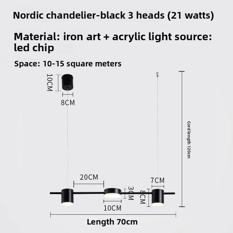 Lampada A Sospensione Postmoderna Tre Teste Per Ristorante In Ferro Nero E Oro Illuminazione Minimal Nordica Di Lusso