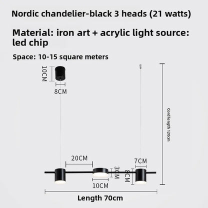 Lampada A Sospensione Postmoderna Tre Teste Per Ristorante In Ferro Nero E Oro Illuminazione Minimal Nordica Di Lusso