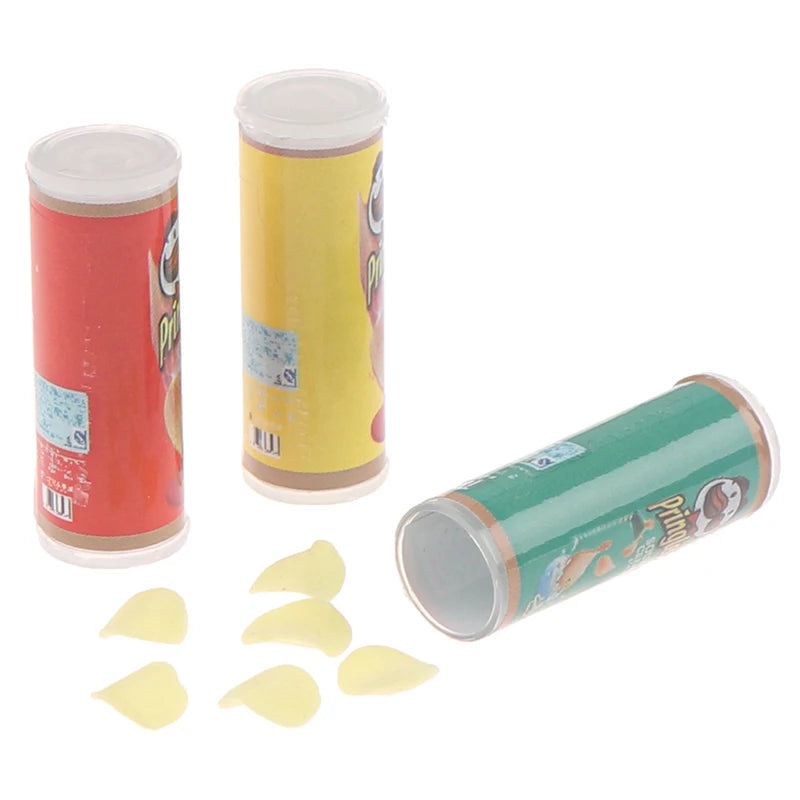 Set Tre Pezzi Patatine In Bottiglia Miniatura Scala Uno Dodici Per Casa Delle Bambole Cibo Giocattolo