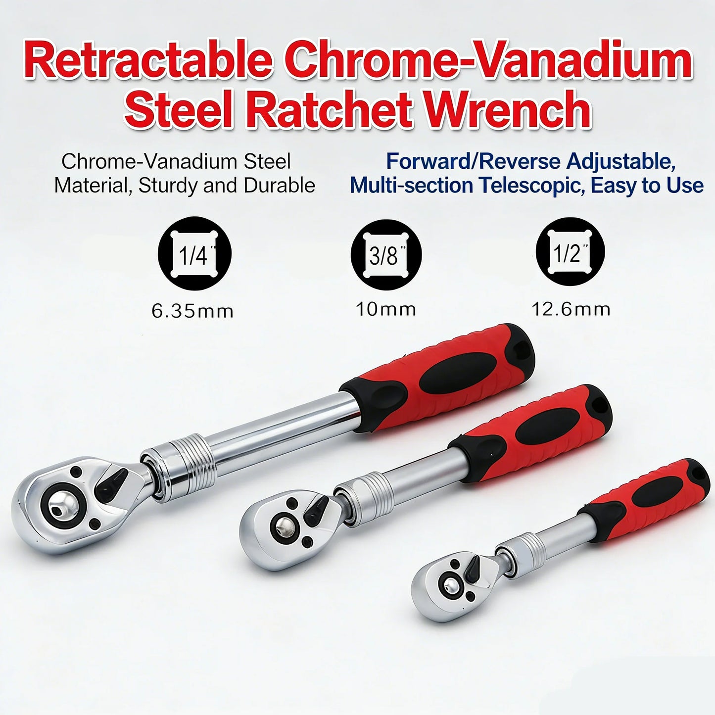 Chiave A Cricchetto Retrattile Da 1/4 1/2 E 3/8 Sgancio Rapido Automatico Antivibrazione Multifunzione