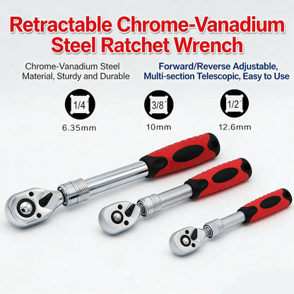 Chiave A Cricchetto Retrattile Da 1/4 1/2 E 3/8 Sgancio Rapido Automatico Antivibrazione Multifunzione