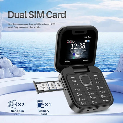 Telefono Cellulare Flip 2G Doppia SIM 1,77 Pollici Batteria 1000 mAh Lettore Video FM Jack Da 3,5 Mm