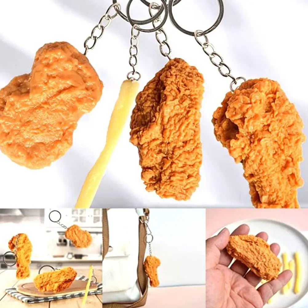 Simulazione Fast Food di pollo fritto portachiavi simulazione cibo modello puntelli per la decorazione della festa di famiglia aspetto realistico facile