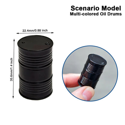 Set da 4 Contenitori in Miniatura Tamburo Dell'Olio in Resina per Diorama Camion e Scrivania