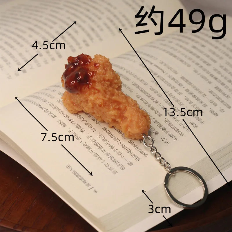 Portachiavi con patatine fritte di pollo fritto, pepite di pollo fritto, cibo simulato, modello giocattolo, portachiavi, borsa per telefono per auto, ciondolo, ornamento regalo