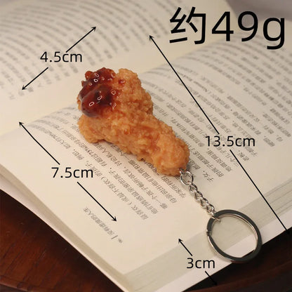 Portachiavi con patatine fritte di pollo fritto, pepite di pollo fritto, cibo simulato, modello giocattolo, portachiavi, borsa per telefono per auto, ciondolo, ornamento regalo