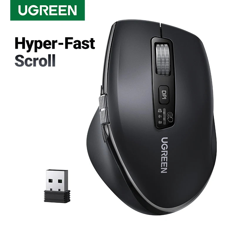 Mouse Senza Fili Ergonomico con DPI 5000 Bluetooth 5.4 e 2.4 GHz MacBook Tablet Laptop PC