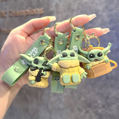 Cartoon Anime Cute Baby Yoda Portachiavi Mandalorian Figura Modello Master Yoda Portachiavi PVC Regalo per bambini