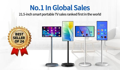TV LED Smart Android 13 da 21,5 Pollici, 4+64GB, Bianca, Portatile con Ruote, Batteria Ricaricabile, Wi-Fi Interattivo per Palestra Professionale