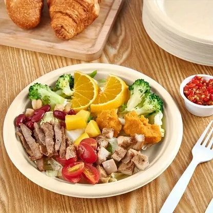 Set Da 50 Piatti Circolari Usa E Getta In Carta Naturale Per Barbecue Pasta Insalata Dessert