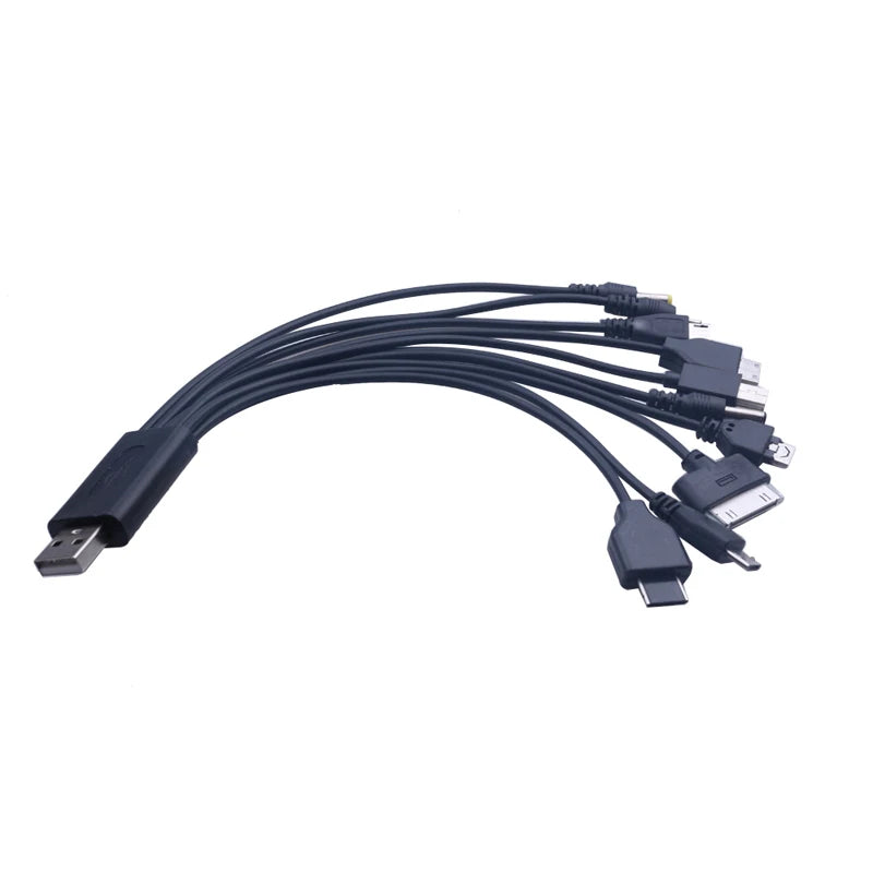 Cavo USB 10 in 1 con porte multiple, cavo di ricarica universale per telefono, cavo di ricarica per iPhone, Nokia, Sony, iPod.