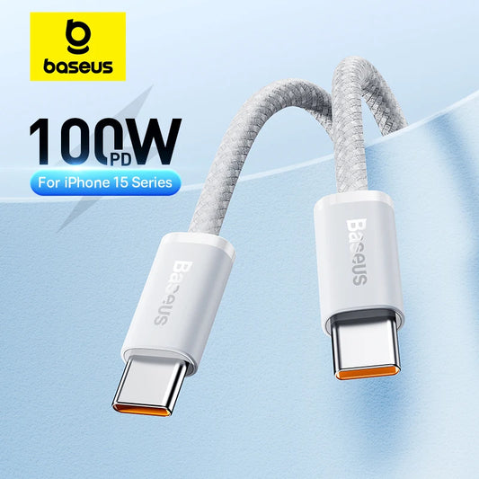 Baseus Cavo Usb C A Usb C 100 W Ricarica Veloce Treccia Alta Qualità Compatibile Con Iphone Macbook Ipad Samsung