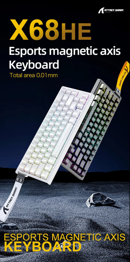 X68HE ATTACK SHARK Tastiera da gioco magnetica meccanica cablata per Pro Gaming Trigg rapido 0,01 mm 8000 Hz SOCD/Rs 0,125 ms 128 K Velocità