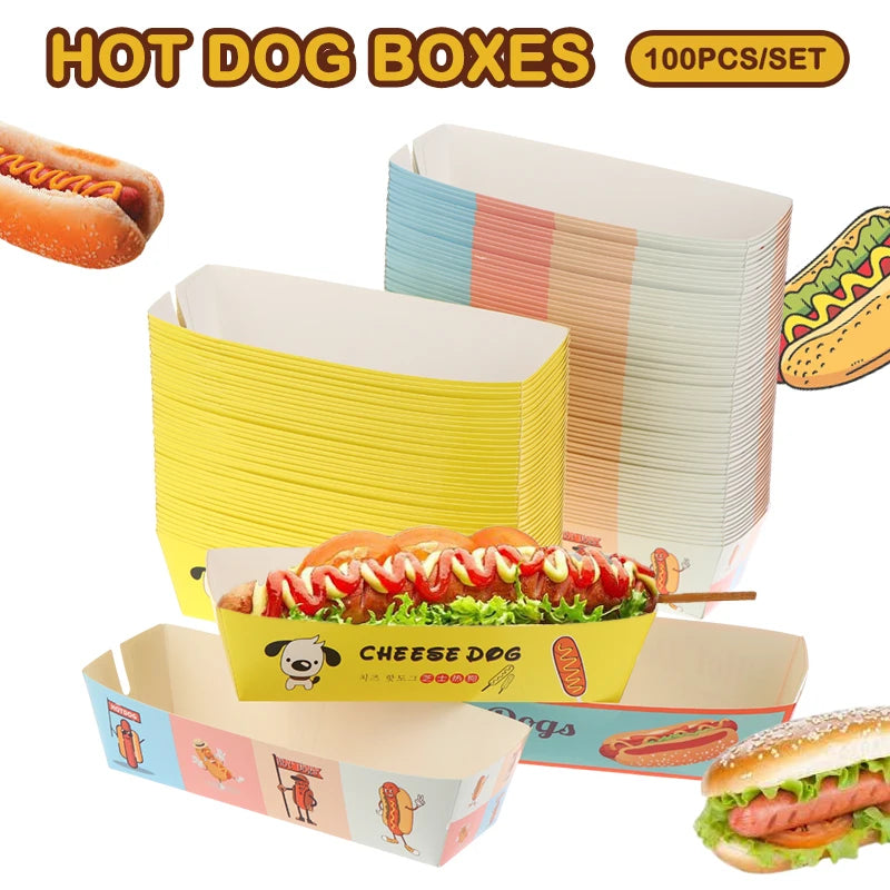 Confezione Da 100 Scatole Monouso Per Hot Dog In Carta Per Catering E Feste Ideale Per Eventi