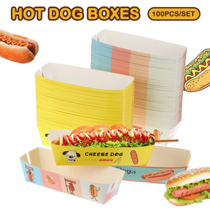 Confezione Da 100 Scatole Monouso Per Hot Dog In Carta Per Catering E Feste Ideale Per Eventi