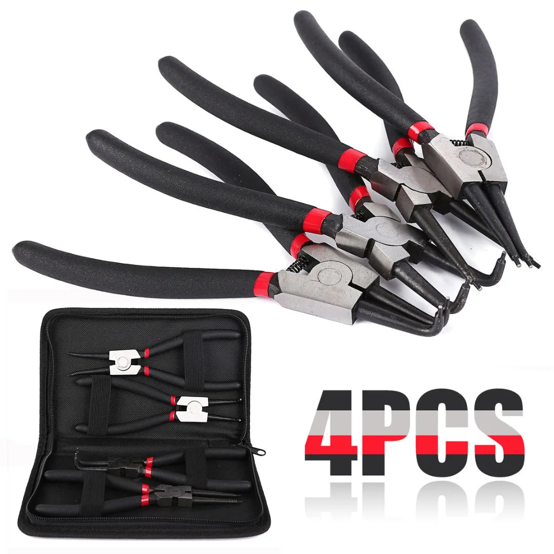 Set 4 Pinze Per Anelli Elastici 7 Pollici Pinze A Becchi Lunghi Interni Esterni Rimozione E Fissaggio