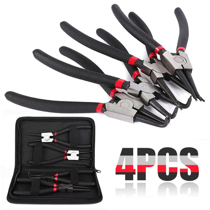 Set 4 Pinze Per Anelli Elastici 7 Pollici Pinze A Becchi Lunghi Interni Esterni Rimozione E Fissaggio