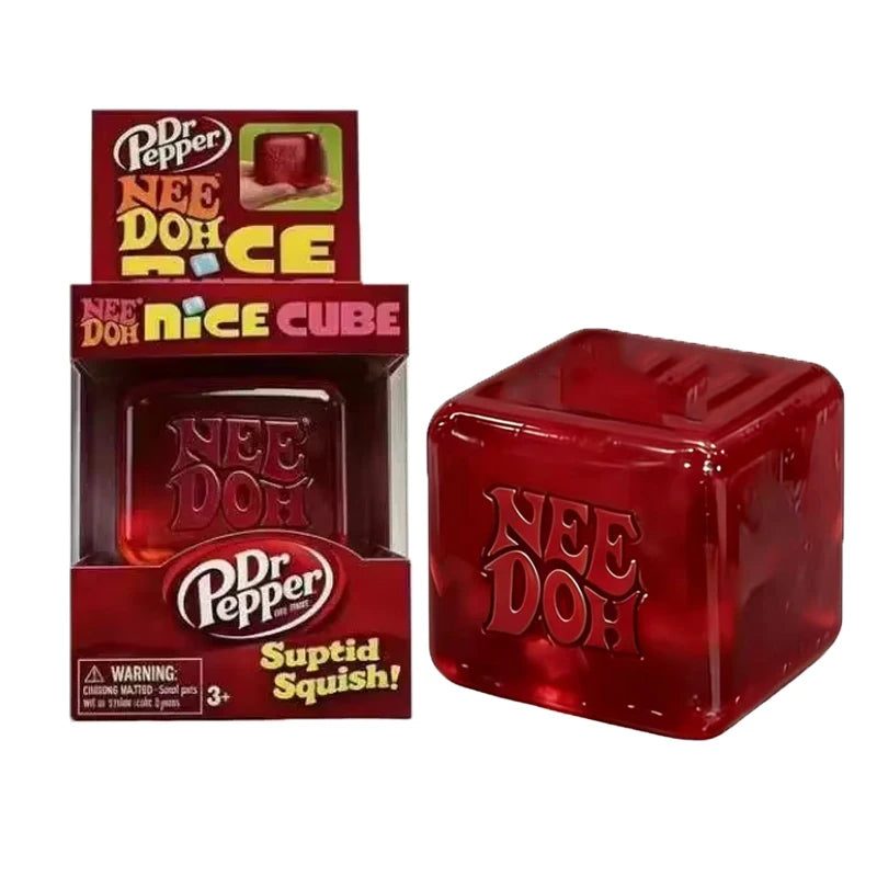 Dr Pepper x NeeDoh Nice Cube Squishy Toy Antistress, Cubo Morbido Antistress per Bambini e Adulti, Giocattolo Sensoriale per Alleviare l'Ansia