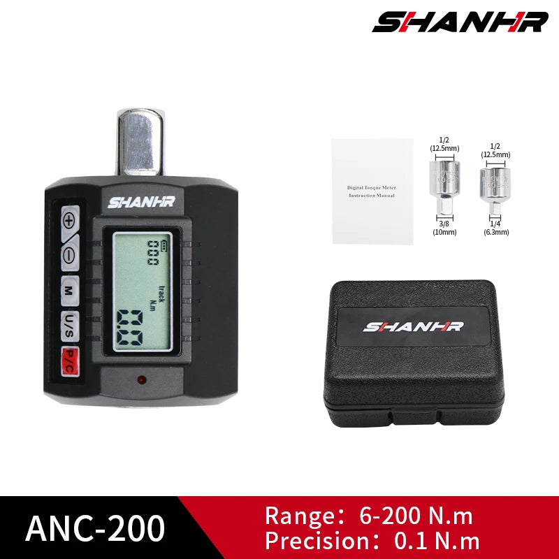 SHANHR Adattatore di coppia digitale da 1/2'', 1/2" 1/4 3/8, set di 3 pezzi di coppia regolabile con set di chiavi dinamometriche adattatore per bici