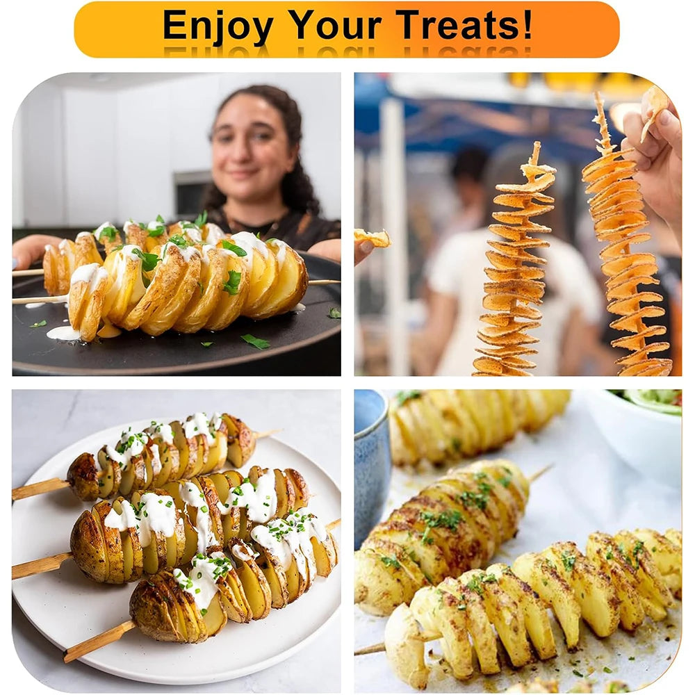 LMETJMA Taglierina a spirale per patate Tornado manuale Affettatrice per patate intrecciate Taglierina per patate a spirale Patate fritte Tornado Twister JT309