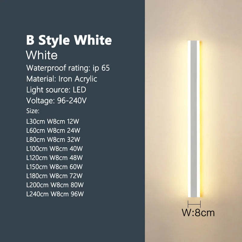 Lampada da Parete per Esterni Impermeabile con Striscia Led Ip65 Illuminazione per Giardino Scale e Soggiorno