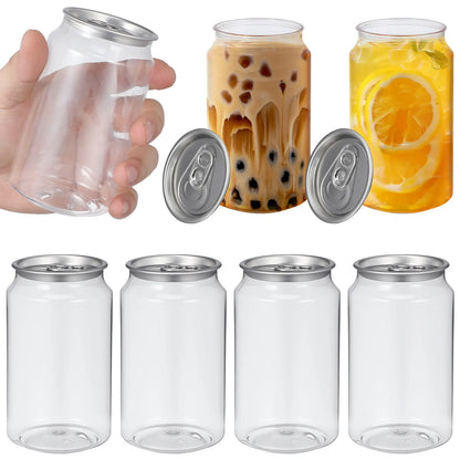 10 Pezzi Bottiglie Contenitore Monouso da 330ml con Coperchio a Strappo, Trasparenti in PET, per Bevande, Tè, Acqua, Succhi, Caffè - Ideali per Negozi e Confezionamento