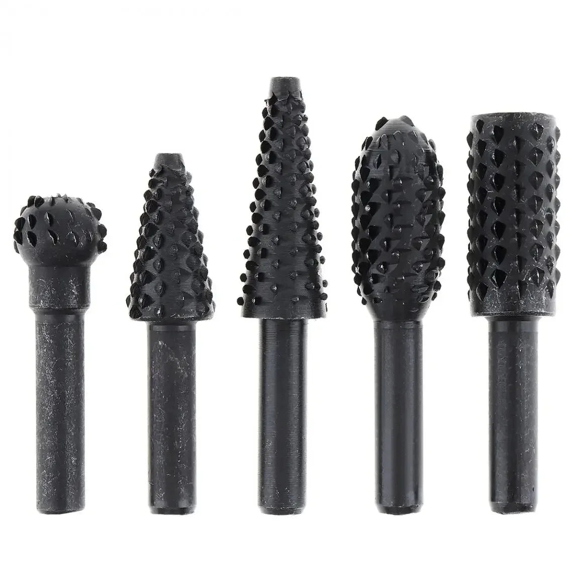 Set Da 5 Raspe Rotative Per Intaglio Del Legno Frese Per Trapano In Acciaio Ad Alto Tenore Falegnameria Utensili Diy