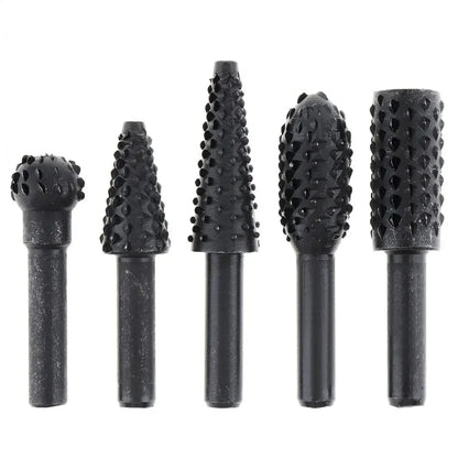 Set Da 5 Raspe Rotative Per Intaglio Del Legno Frese Per Trapano In Acciaio Ad Alto Tenore Falegnameria Utensili Diy