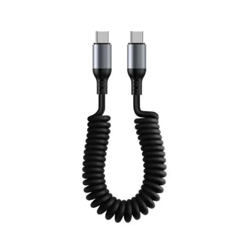 Cavo USB C a USB C 6A Retrattile a Molla per Ricarica Rapida da 25cm a 1M, Cavo Dati per Auto Compatibile con iPhone 16, Samsung, Xiaomi, Huawei