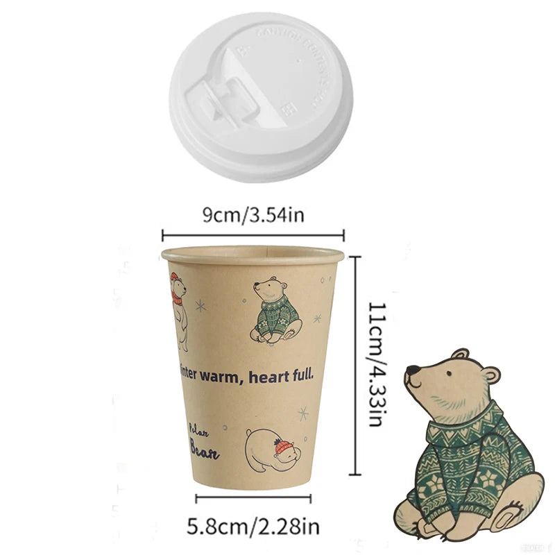 Bicchieri di Carta Usa e Getta con Coperchio 12 oz in Polpa di Bamboo per Bevande Calde o Freddo Ufficio e Casa