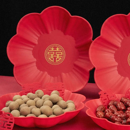 Vassoio Rosso in Plastica per Snack e Frutta, Piatto Decorativo per Banchetti e Festeggiamenti