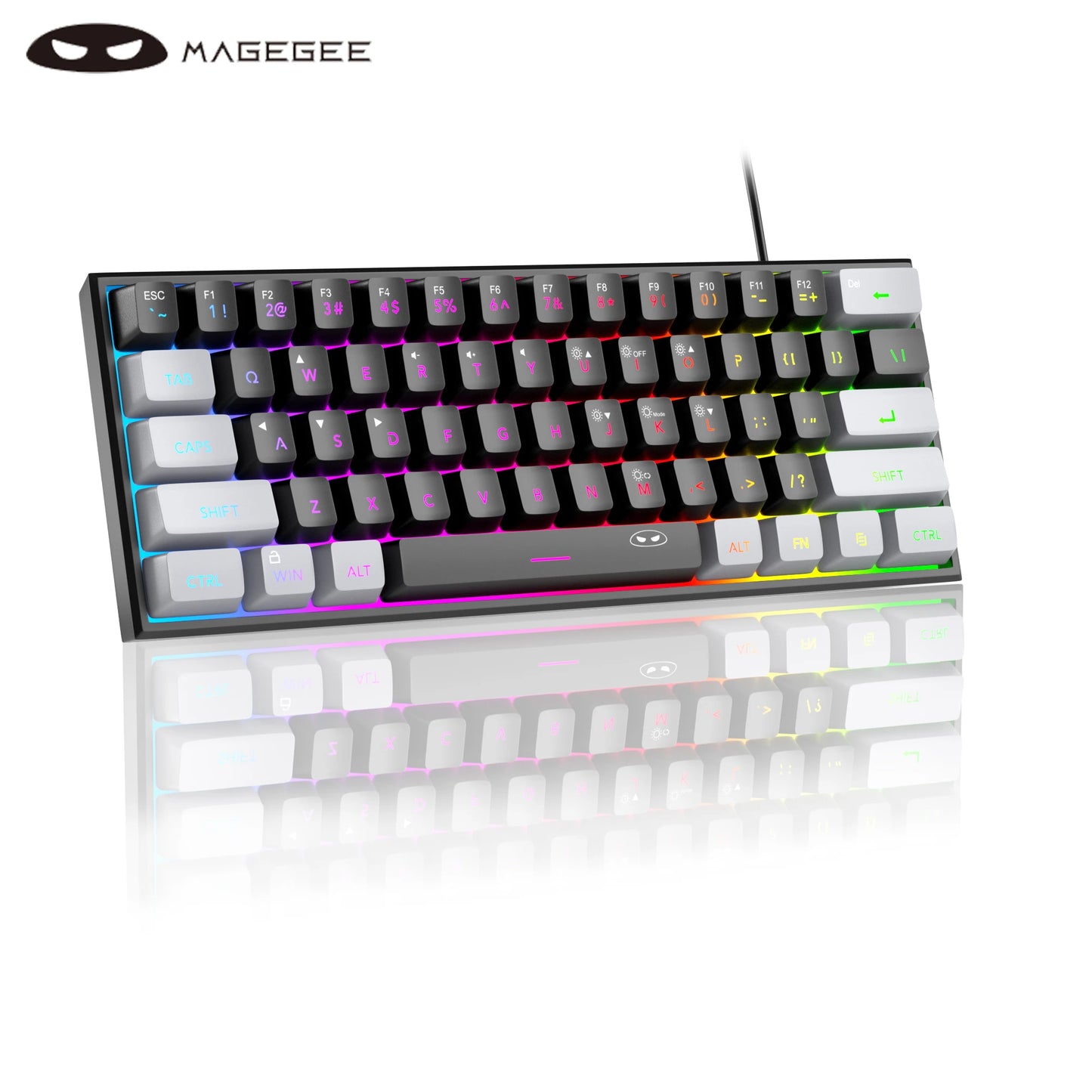 Tastiera Da Gioco MageGee Mini 60 Per Cento Con 61 Tasti Retroilluminata Rgb Ergonomica Impermeabile TS91
