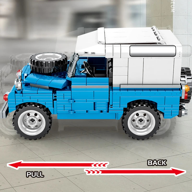 721 pezzi città retrò meccanica fuoristrada veicolo da costruzione Roadster auto da corsa  mattoni giocattoli per ragazzi regali per bambini