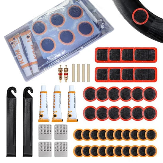 Kit di Riparazione Pneumatici per Bicicletta con Toppe, Colla e Leve per Riparazioni Veloci