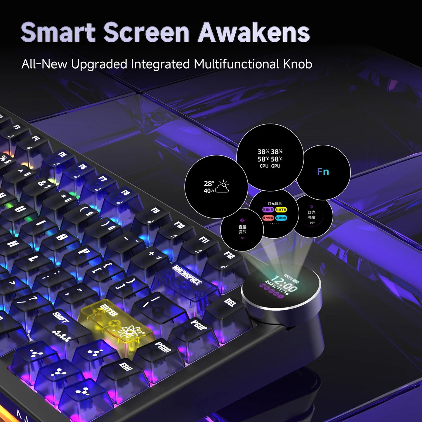 Ajazz AK820V2 Pro Tastiera Da Gaming Wireless Tre Modalità Cablata Bluetooth 2.4G Batteria 10000mAh