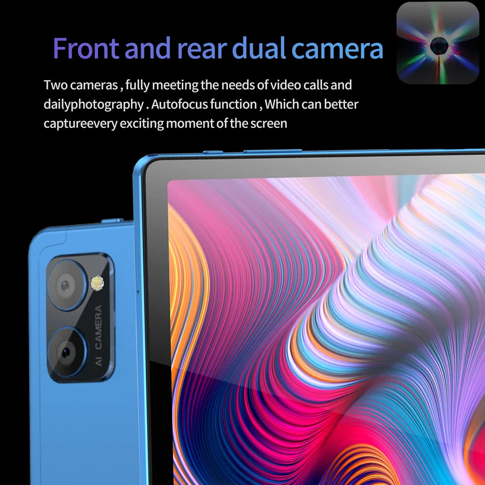 Tablet Android 10.1 Pollici Octa Core 8 GB RAM 256 GB ROM Android 13 Google Play 4G 5G WiFi Doppia Fotocamera 8000 mAh