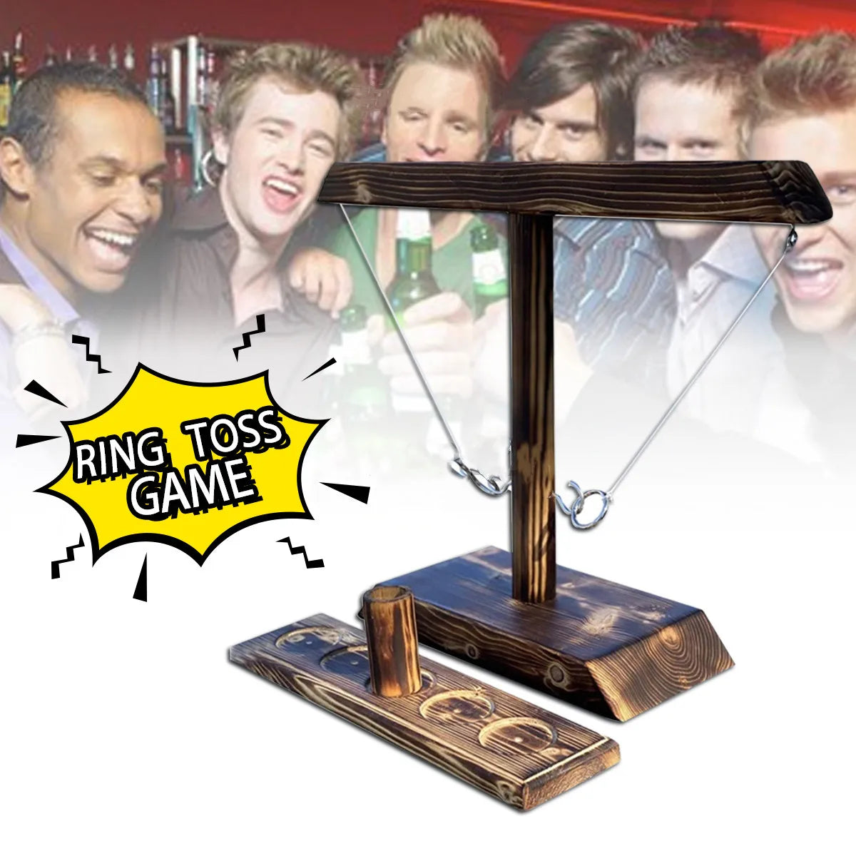 Giochi di lancio ad anelli per bambini Adulti Giochi per bere feste a casa Giochi da tavolo in legno portatili ad ritmo rapido Pacchetto scaletta Bar all'aperto