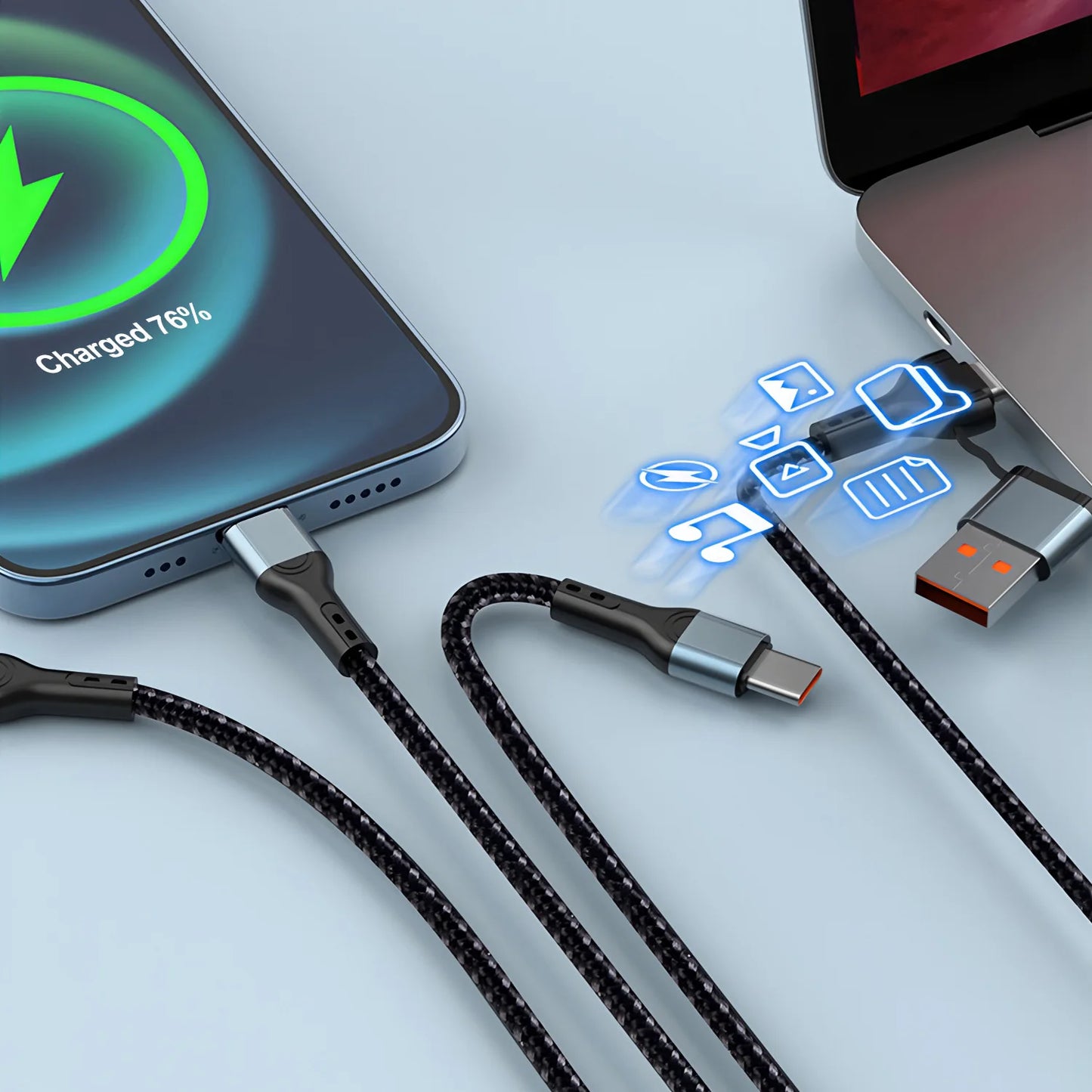 Cavo di ricarica universale 3 in 1 USB Type C per la trasmissione rapida dei dati per iPhone Samsung Xiaomi Huawei