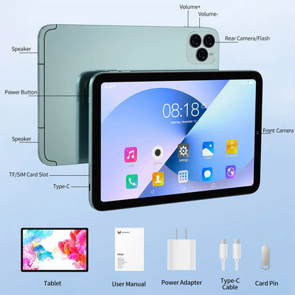 Tablet 10.1 Pollici 12GB Ram 128GB Octa Core 7000mAh Android 14 Google Play Chiamate 4G LTE Versione Globale