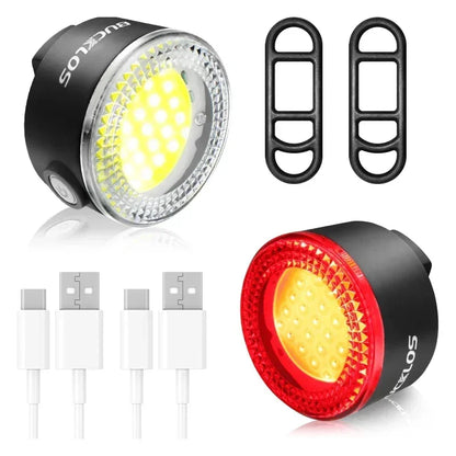 Luci Frontali e Posteriore per Bicicletta Ricaricabili USB Impermeabili LED COB MTB e Bici da Strada