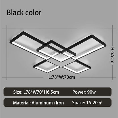 Plafoniera LED Moderna Dimmerabile Per Soggiorno E Camera Da Letto Finitura Nera O Dorata Illuminazione 2000 lm