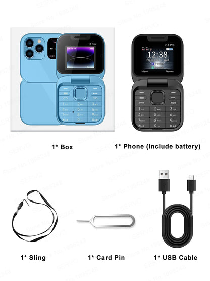 Telefono Cellulare Flip 2G Doppia SIM 1,77 Pollici Batteria 1000 mAh Lettore Video FM Jack Da 3,5 Mm